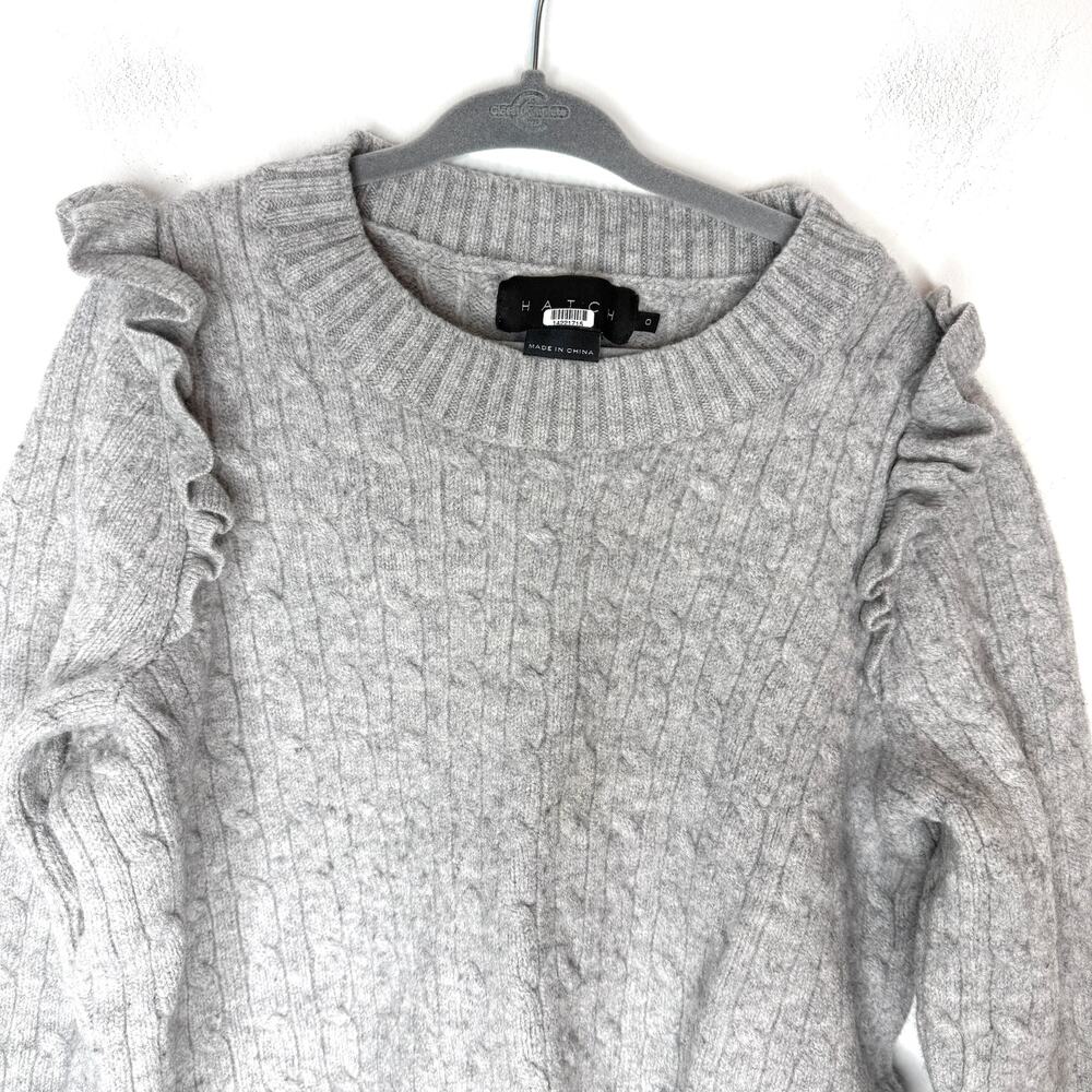 HATCH Merino Wool Ruffle Audrey Maternity SHRUNKEN Sweater In Gray Size XS - Picture 3 of 10